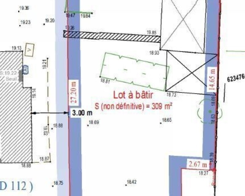 Terrain à bâtir 309 m² centre bourg - Plan bornage