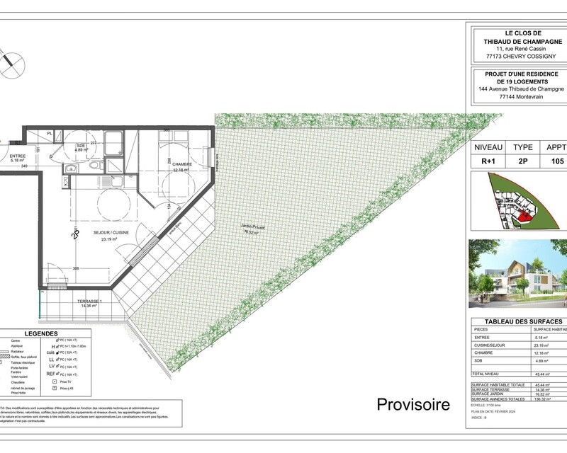 F2 neuf avec terrasse et jardin sur Monetrvain - Lot 105