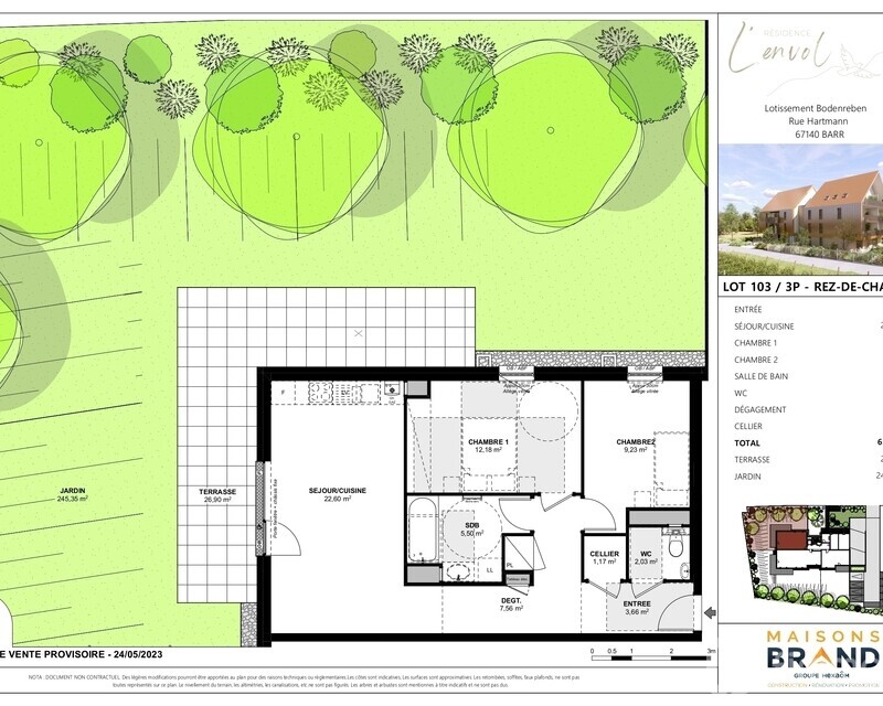 Neuf, Rez-de-jardin, Appt 3P Haut de gamme à Barr - Lot 103   3p rez-de-chaussee page-0001